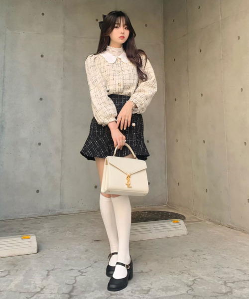 titty&Co. PETIT by poyo(ティティーアンドコープティバイポヨ)の「【ファッションインフルエンサーPOYO×titty&Co.PETIT】ツイードシャツジャケット(シャツ/ブラウス・レディース・アイボリー・FREE)」の9枚目の写真