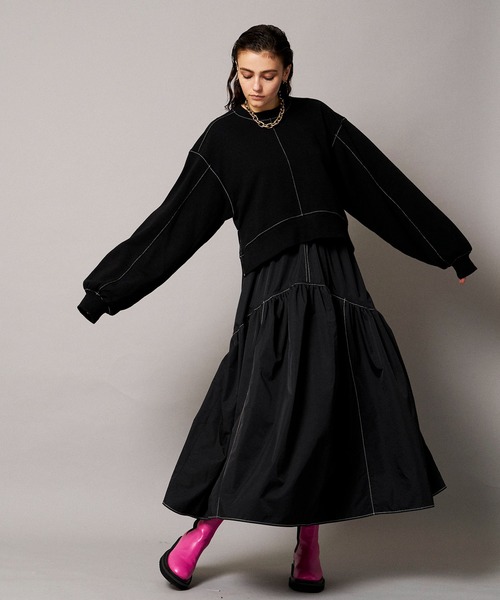 MAISON SPECIAL（メゾンスペシャル）の「ボリュームスリーブスウェットトップス【MAISON SPECIAL/メゾンスペシャル】（スウェット・レディース・ブラック/シルバー/ブルー/ピンク・FREE）」の5枚目の写真