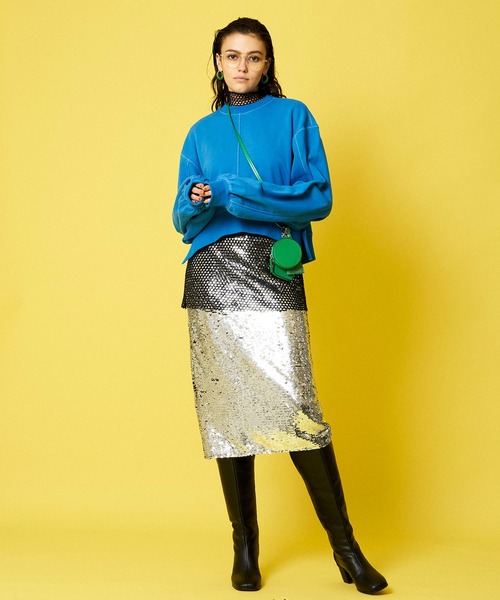 MAISON SPECIAL（メゾンスペシャル）の「ボリュームスリーブスウェットトップス【MAISON SPECIAL/メゾンスペシャル】（スウェット・レディース・ブラック/シルバー/ブルー/ピンク・FREE）」の6枚目の写真