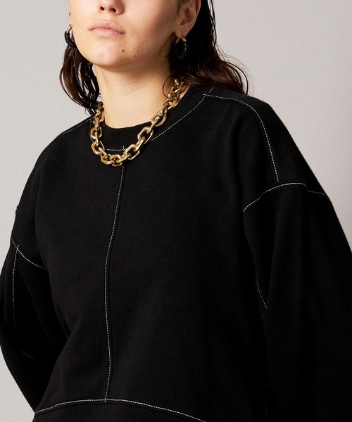 MAISON SPECIAL（メゾンスペシャル）の「ボリュームスリーブスウェットトップス【MAISON SPECIAL/メゾンスペシャル】（スウェット・レディース・ブラック/シルバー/ブルー/ピンク・FREE）」の12枚目の写真