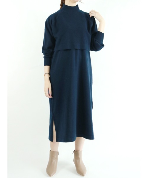 Te chichi（テチチ）の「ショートニット×ベストワンピースセット（ワンピース・レディース・ベージュ/ネイビー/ミント・ﾌﾘ-）」の6枚目の写真