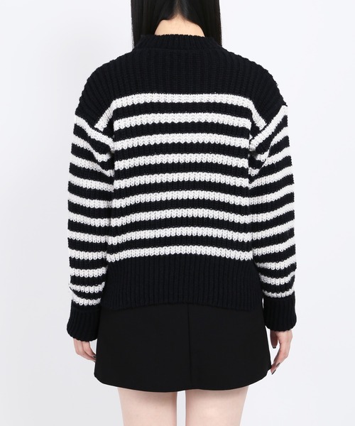 WC（ダブル シー）の「ボーダーボリュームニット（ニット/セーター・レディース・ホワイト/ブラック・FREE）」の7枚目の写真