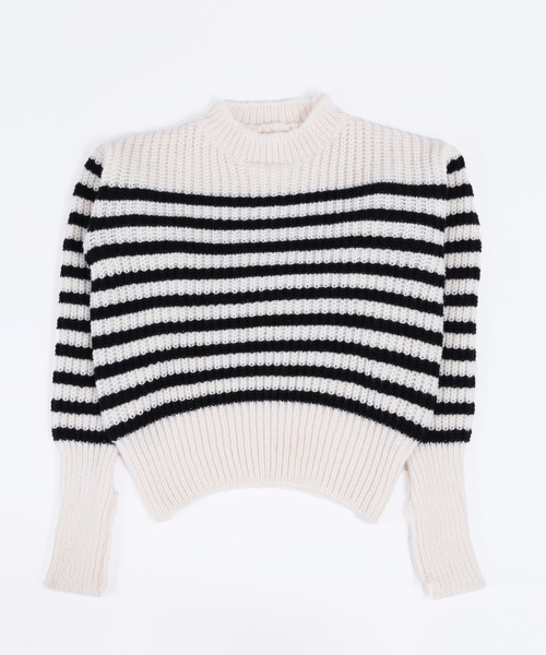 WC（ダブル シー）の「ボーダーボリュームニット（ニット/セーター・レディース・ホワイト/ブラック・FREE）」の10枚目の写真