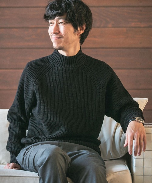 ITEMS URBANRESEARCH（アイテムズ アーバンリサーチ）の「マシンウォッシャブル ハイネック畦ニット（ニット/セーター・メンズ・ブラック/オフホワイト/グリーン/グレー・LARGE/MEDIUM）」の17枚目の写真