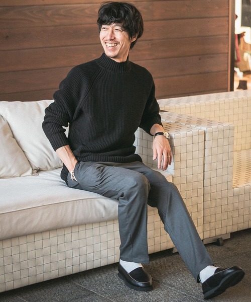 ITEMS URBANRESEARCH（アイテムズ アーバンリサーチ）の「マシンウォッシャブル ハイネック畦ニット（ニット/セーター・メンズ・ブラック/オフホワイト/グリーン/グレー・LARGE/MEDIUM）」の18枚目の写真