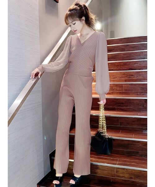 RESEXXY（リゼクシー）の「シアー切替コンビネゾン（つなぎ/オールインワン・レディース・アイボリー/ブラック/ベージュ・FREE）」の4枚目の写真