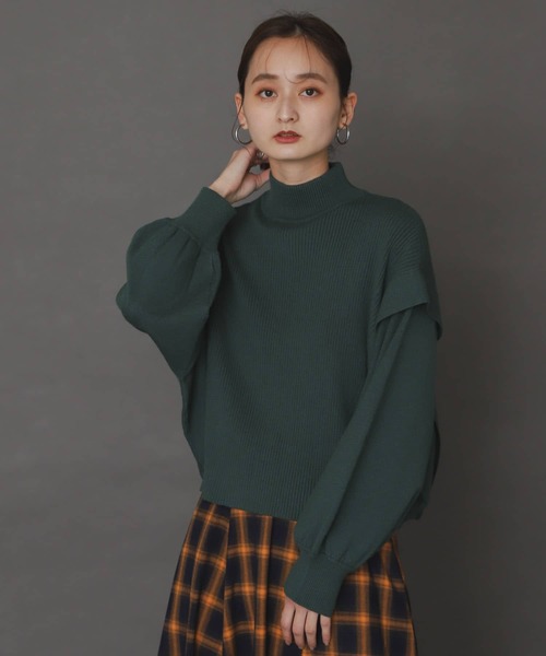 SENSE OF PLACE by URBAN RESEARCH（センスオブプレイスバイアーバンリサーチ）の「ストレッチショルダータックセーター（ニット/セーター・レディース・オフホワイト/グリーン/ブルー/ブラック・ONE）」の3枚目の写真
