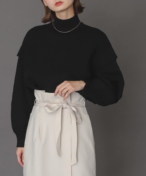 SENSE OF PLACE by URBAN RESEARCH（センスオブプレイスバイアーバンリサーチ）の「ストレッチショルダータックセーター（ニット/セーター・レディース・オフホワイト/グリーン/ブルー/ブラック・ONE）」の2枚目の写真