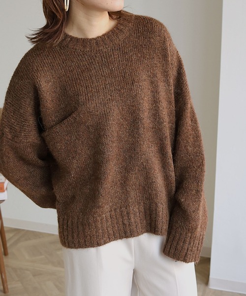 HER CLOSET(ハークローゼット)の「【shemoshelly】ビッグポケットニットプルオーバー(ニット/セーター・レディース・ブラック/ベージュ/ブラウン・M)」の3枚目の写真