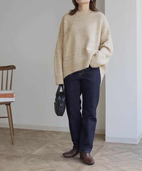 HER CLOSET(ハークローゼット)の「【shemoshelly】ビッグポケットニットプルオーバー(ニット/セーター・レディース・ブラック/ベージュ/ブラウン・M)」の5枚目の写真