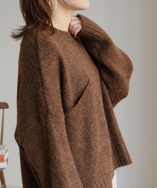 HER CLOSET(ハークローゼット)の「【shemoshelly】ビッグポケットニットプルオーバー(ニット/セーター・レディース・ブラック/ベージュ/ブラウン・M)」の12枚目の写真
