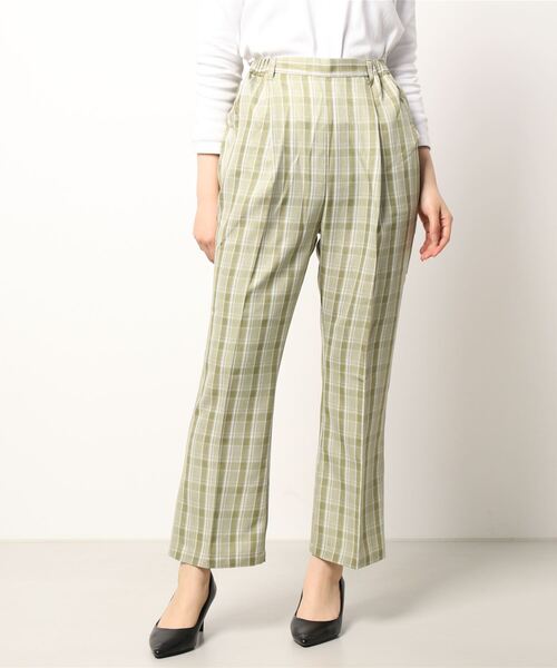 ehka sopo（エヘカソポ）の「無地／チェックアソート裾フレアパンツ（その他パンツ・レディース・ブラック/ベージュ/ブラウン/グレー/ブルー/グリーン・ﾌﾘ-）」の4枚目の写真