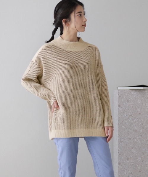 オールドジョー　ベージュ リブ編み ニットセーター Bou Jeloud（ブージュルード）の「配色リブ編みニット（ニット