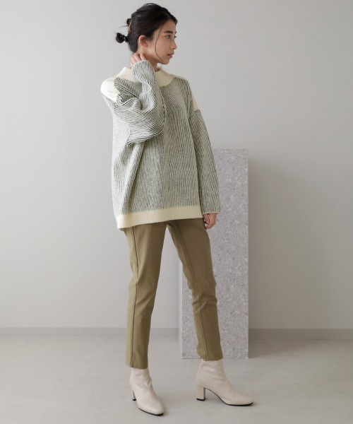 Bou Jeloud(ブージュルード)の「配色リブ編みニット(ニット/セーター・レディース・ネイビー/ブラウン/オレンジ/グリーン・FREE)」の16枚目の写真