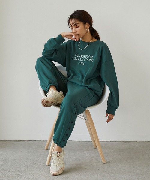 179/WG(イチナナキュウダブルジー)の「エンブロイダリースウェット(スウェット・レディース・チャコールグレー/グレー/グリーン・FREE)」の14枚目の写真