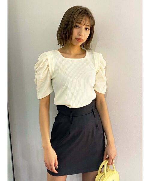 EMODA（エモダ）の「ワイドベルトハイウエストスカート（スカート・レディース・グレー/ブルー/アイボリー・SMALL/MEDIUM）」の7枚目の写真