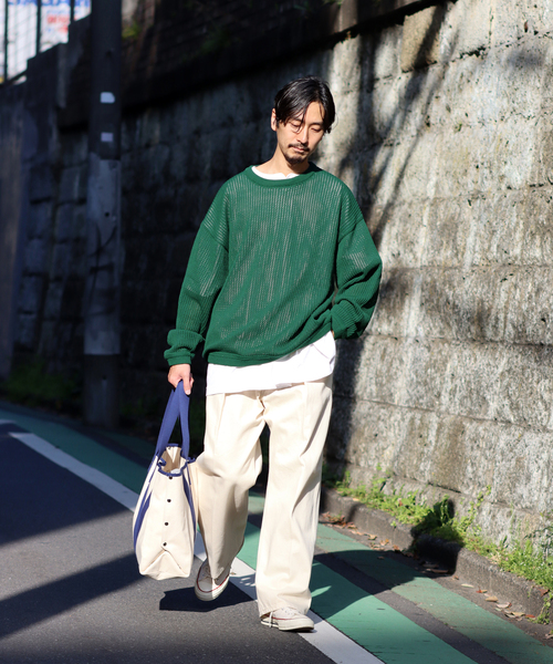 JOURNAL STANDARD(ジャーナルスタンダード)の「透かし編み ポリ クルーネック ニット(ニット/セーター・メンズ・グリーン/イエロー/レッド/ベージュ/ブラック・LARGE/MEDIUM)」の8枚目の写真