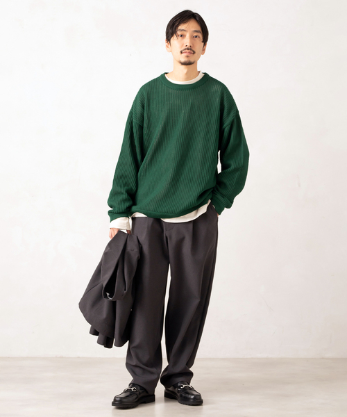 JOURNAL STANDARD(ジャーナルスタンダード)の「透かし編み ポリ クルーネック ニット(ニット/セーター・メンズ・グリーン/イエロー/レッド/ベージュ/ブラック・LARGE/MEDIUM)」の14枚目の写真