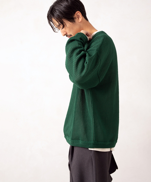JOURNAL STANDARD(ジャーナルスタンダード)の「透かし編み ポリ クルーネック ニット(ニット/セーター・メンズ・グリーン/イエロー/レッド/ベージュ/ブラック・LARGE/MEDIUM)」の16枚目の写真