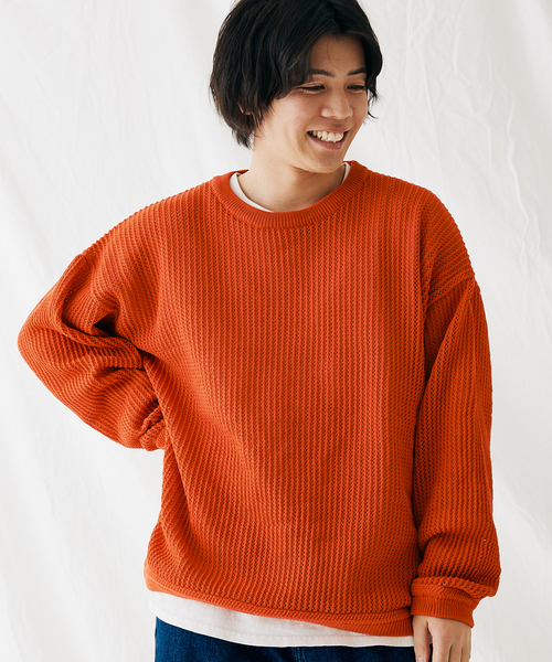 JOURNAL STANDARD(ジャーナルスタンダード)の「透かし編み ポリ クルーネック ニット(ニット/セーター・メンズ・グリーン/イエロー/レッド/ベージュ/ブラック・LARGE/MEDIUM)」の18枚目の写真