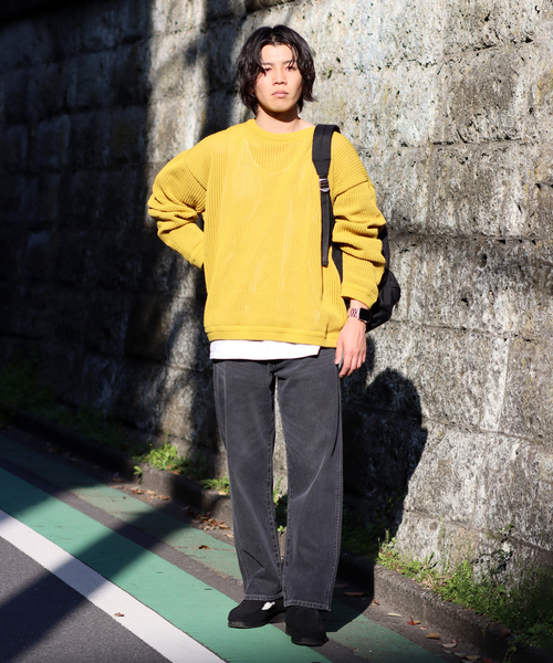 JOURNAL STANDARD(ジャーナルスタンダード)の「透かし編み ポリ クルーネック ニット(ニット/セーター・メンズ・グリーン/イエロー/レッド/ベージュ/ブラック・LARGE/MEDIUM)」の20枚目の写真