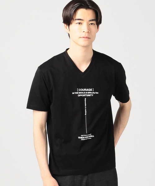 HIDEAWAYS NICOLE（ハイダウェイニコル）の「ダブルシルケットロゴプリント半袖Ｔシャツ（Tシャツ/カットソー・メンズ・ホワイト系その他/ブラック系その他/ホワイト系その他2/ブラック系その他2・MEDIUM/LARGE/X-LARGE/XX-LARGE）」の3枚目の写真