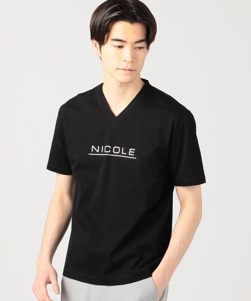 HIDEAWAYS NICOLE（ハイダウェイニコル）の「ダブルシルケットロゴプリント半袖Ｔシャツ（Tシャツ/カットソー・メンズ・ホワイト系その他/ブラック系その他/ホワイト系その他2/ブラック系その他2・MEDIUM/LARGE/X-LARGE/XX-LARGE）」の4枚目の写真
