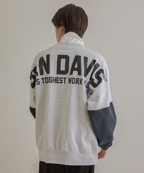 JUNRED(ジュンレッド)の「【ビッグシルエット】BEN DAVIS バイカラー裏毛スウェット(スウェット・メンズ・ホワイト/グリーン・M/L/LL)」の1枚目の写真