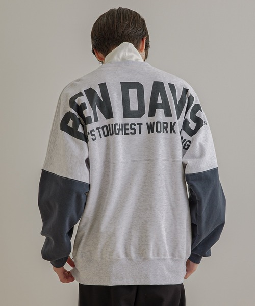 JUNRED(ジュンレッド)の「【ビッグシルエット】BEN DAVIS バイカラー裏毛スウェット(スウェット・メンズ・ホワイト/グリーン・M/L/LL)」の3枚目の写真