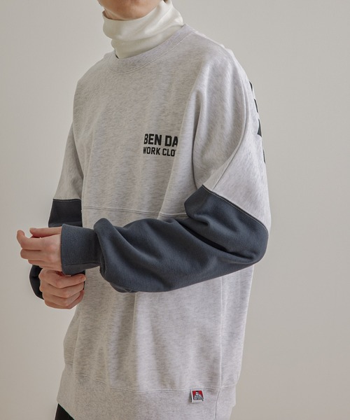 JUNRED(ジュンレッド)の「【ビッグシルエット】BEN DAVIS バイカラー裏毛スウェット(スウェット・メンズ・ホワイト/グリーン・M/L/LL)」の4枚目の写真