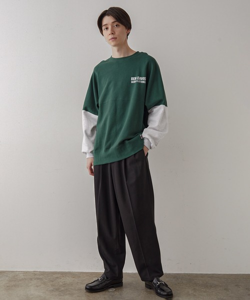 JUNRED(ジュンレッド)の「【ビッグシルエット】BEN DAVIS バイカラー裏毛スウェット(スウェット・メンズ・ホワイト/グリーン・M/L/LL)」の11枚目の写真