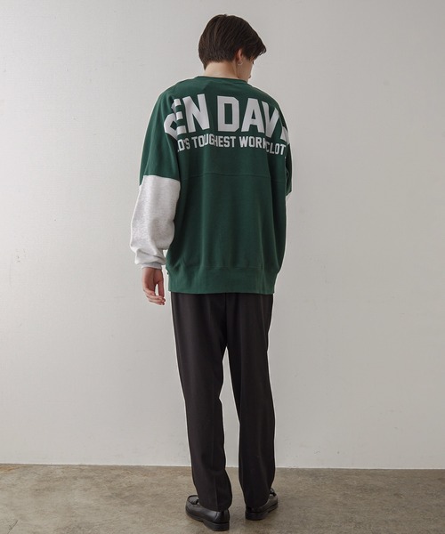 JUNRED(ジュンレッド)の「【ビッグシルエット】BEN DAVIS バイカラー裏毛スウェット(スウェット・メンズ・ホワイト/グリーン・M/L/LL)」の12枚目の写真