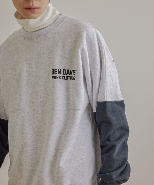 JUNRED(ジュンレッド)の「【ビッグシルエット】BEN DAVIS バイカラー裏毛スウェット(スウェット・メンズ・ホワイト/グリーン・M/L/LL)」の13枚目の写真