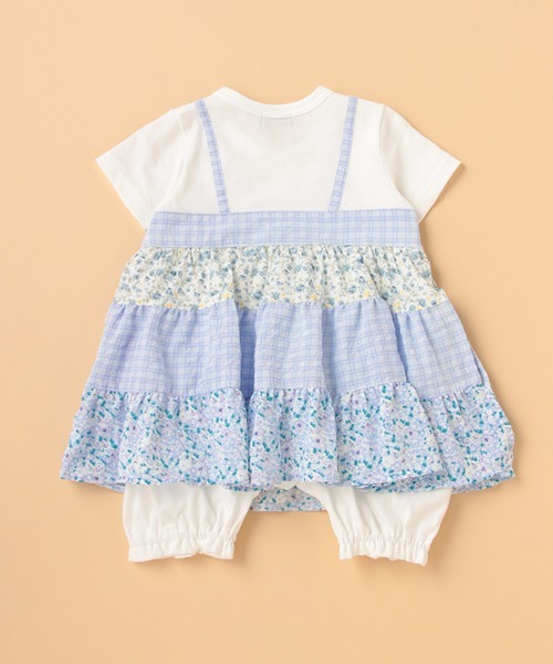 kladskap（クレードスコープ）の「ネコ顔ワンピース風半袖カバーオール（ロンパース・キッズ・サックスブルー/ライトピンク・70cm/80ｃｍ）」の10枚目の写真