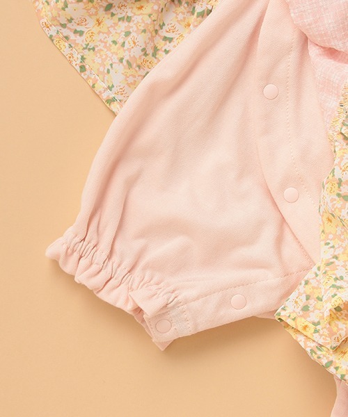 kladskap（クレードスコープ）の「ネコ顔ワンピース風半袖カバーオール（ロンパース・キッズ・サックスブルー/ライトピンク・70cm/80ｃｍ）」の9枚目の写真