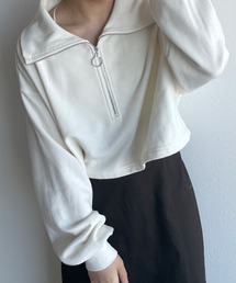 w closet | ハーフZIPクロップドスウェット(スウェット)