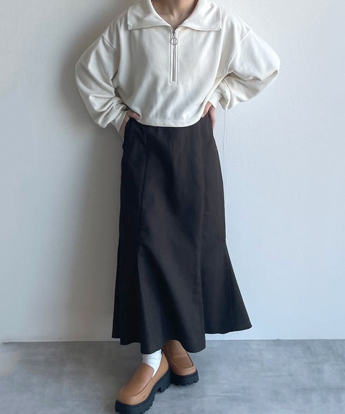 w closet（ダブルクローゼット）の「ハーフZIPクロップドスウェット（スウェット・レディース・オフホワイト/オレンジ/グリーン・FREE）」の8枚目の写真