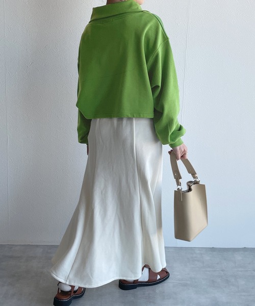 w closet（ダブルクローゼット）の「ハーフZIPクロップドスウェット（スウェット・レディース・オフホワイト/オレンジ/グリーン・FREE）」の15枚目の写真