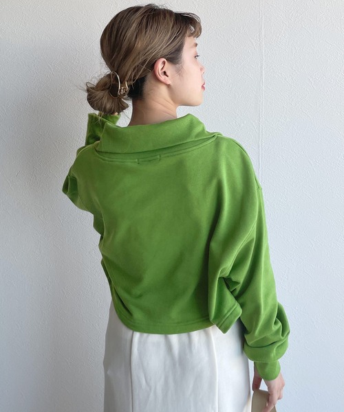 w closet（ダブルクローゼット）の「ハーフZIPクロップドスウェット（スウェット・レディース・オフホワイト/オレンジ/グリーン・FREE）」の17枚目の写真