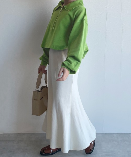 w closet（ダブルクローゼット）の「ハーフZIPクロップドスウェット（スウェット・レディース・オフホワイト/オレンジ/グリーン・FREE）」の19枚目の写真