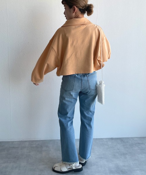 w closet（ダブルクローゼット）の「ハーフZIPクロップドスウェット（スウェット・レディース・オフホワイト/オレンジ/グリーン・FREE）」の22枚目の写真