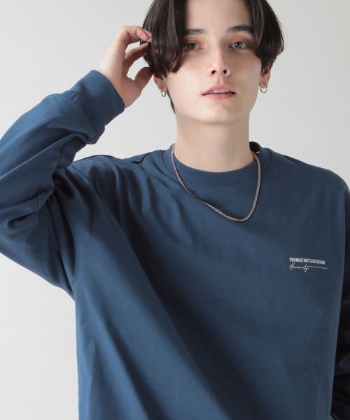 (ライトブルー) RING FINGER LONG T-SHIRT RAGEBLUE（レイジブルー） tシャツ フォトプリント/オーバーサイズ