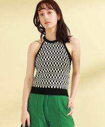 Ray BEAMS | Ray BEAMS / 柄編み ホルター キャミ ニット(その他トップス)