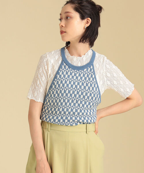 Ray BEAMS（レイビームス）の「Ray BEAMS / 柄編み ホルター キャミ ニット（その他トップス・レディース・ブラック/ブルー系その他2・ONE SIZE）」の7枚目の写真