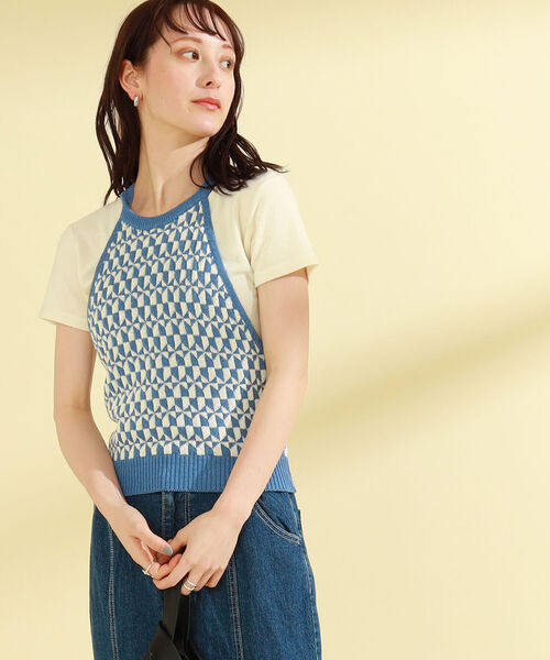 Ray BEAMS（レイビームス）の「Ray BEAMS / 柄編み ホルター キャミ ニット（その他トップス・レディース・ブラック/ブルー系その他2・ONE SIZE）」の12枚目の写真