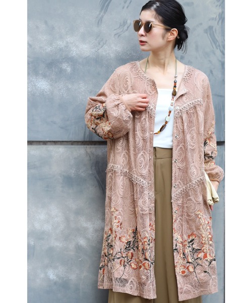 Cawaii カワイイ のワンピース 羽織りとしても レースに浮かぶリュクスな花刺繍のミディアムワンピース W を購入できます French Pave ワンピース ドレス 羽織りとしても レースに浮かぶリュクスな花刺繍のミディアムワンピース ワンピース Cawaii