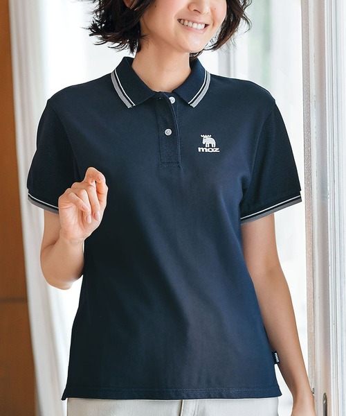 moz(モズ)の「moz 刺しゅうポロシャツ(ポロシャツ・レディース・ネイビー/グレー/グリーン・LARGE/X-LARGE/MEDIUM)」の3枚目の写真