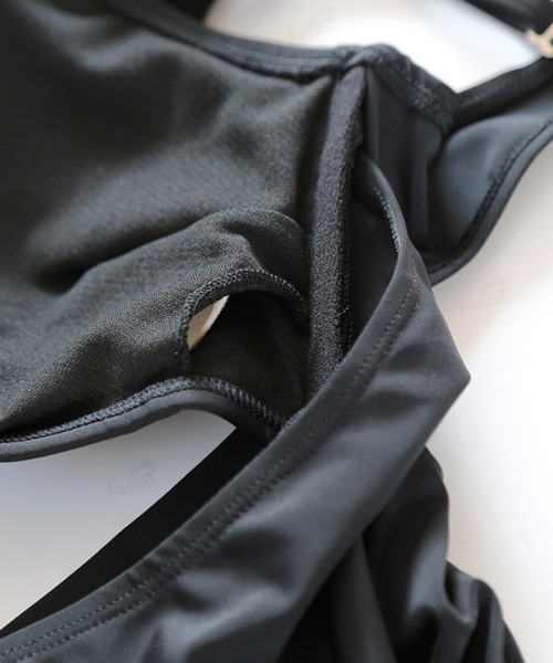 Dalfwin（ダールフィン）の「2022 S/S 春夏 水着レディース ハイウエスト切り替えフリルワンピース（水着・レディース・グリーン/ブラック/グレイッシュベージュ・SMALL/MEDIUM/LARGE）」の9枚目の写真