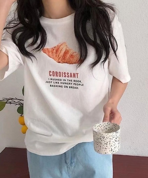 Dalfwin（ダールフィン）の「SWEETSプリント半袖Tシャツ（Tシャツ/カットソー・レディース・ホワイト/ピンク/クリーム・FREE）」の2枚目の写真