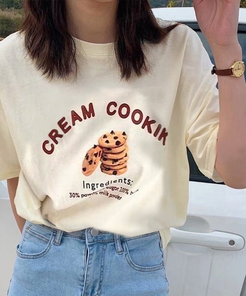 Dalfwin（ダールフィン）の「SWEETSプリント半袖Tシャツ（Tシャツ/カットソー・レディース・ホワイト/ピンク/クリーム・FREE）」の5枚目の写真